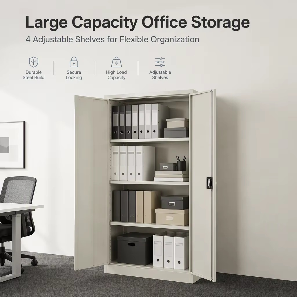 Luoyang Manufacture Durable Steel Storage Cabinet Metal Filling Cabinet Iron 2 Door Metal Cupboard With 4 Adjustable Shelves