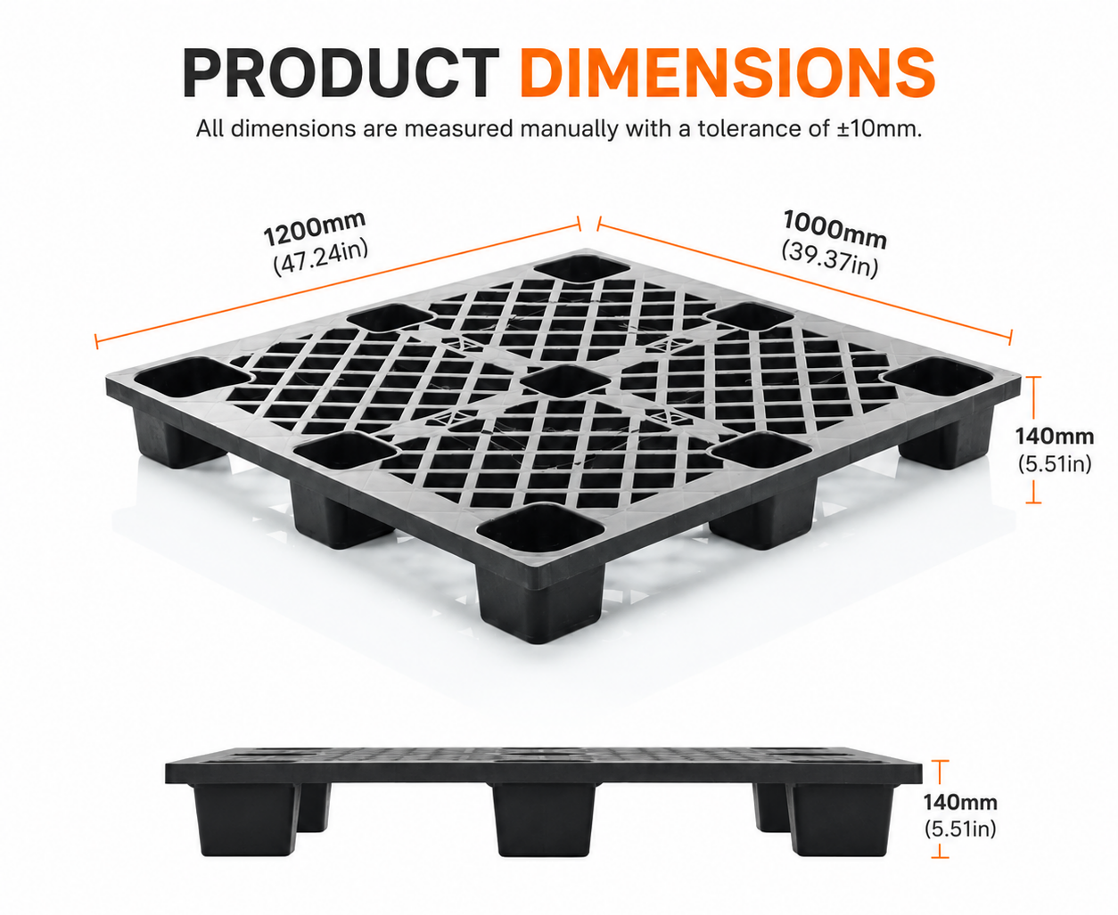 HUADING High Density Grid Plastic Pallet 4-Way Nestable Light Duty Export Shipping Eco-Friendly Anti slip Plastic Pallets