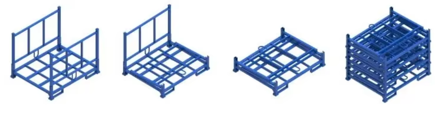 Stackable Welded Steel Metal Space Saving Storage Logistics Custom Industrial Collapsible Pallet