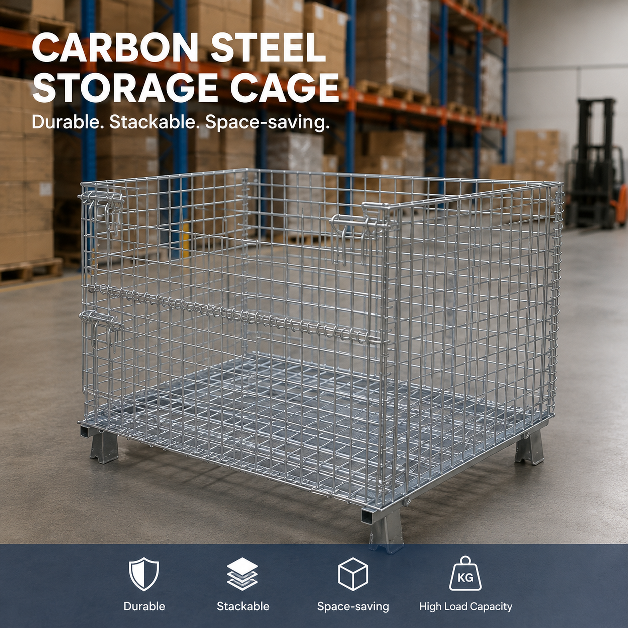 Cargo Logistics Stackable Folding Metal Storage Cage Roll Container 1200*800mm Wire Mesh Containers with Wheels