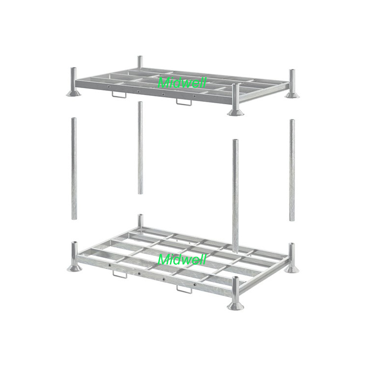 Heavy Duty Stackable Steel Stillage Warehouse Storage Racks Steel Pipe Galvanized Metal Post Pallet Convertor