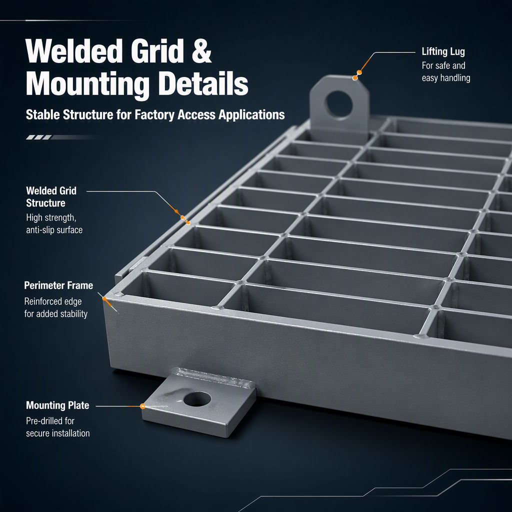 Custom OEM Grating Platform Panel | Precision Steel Welded Structure for Factory Mezzanine Access