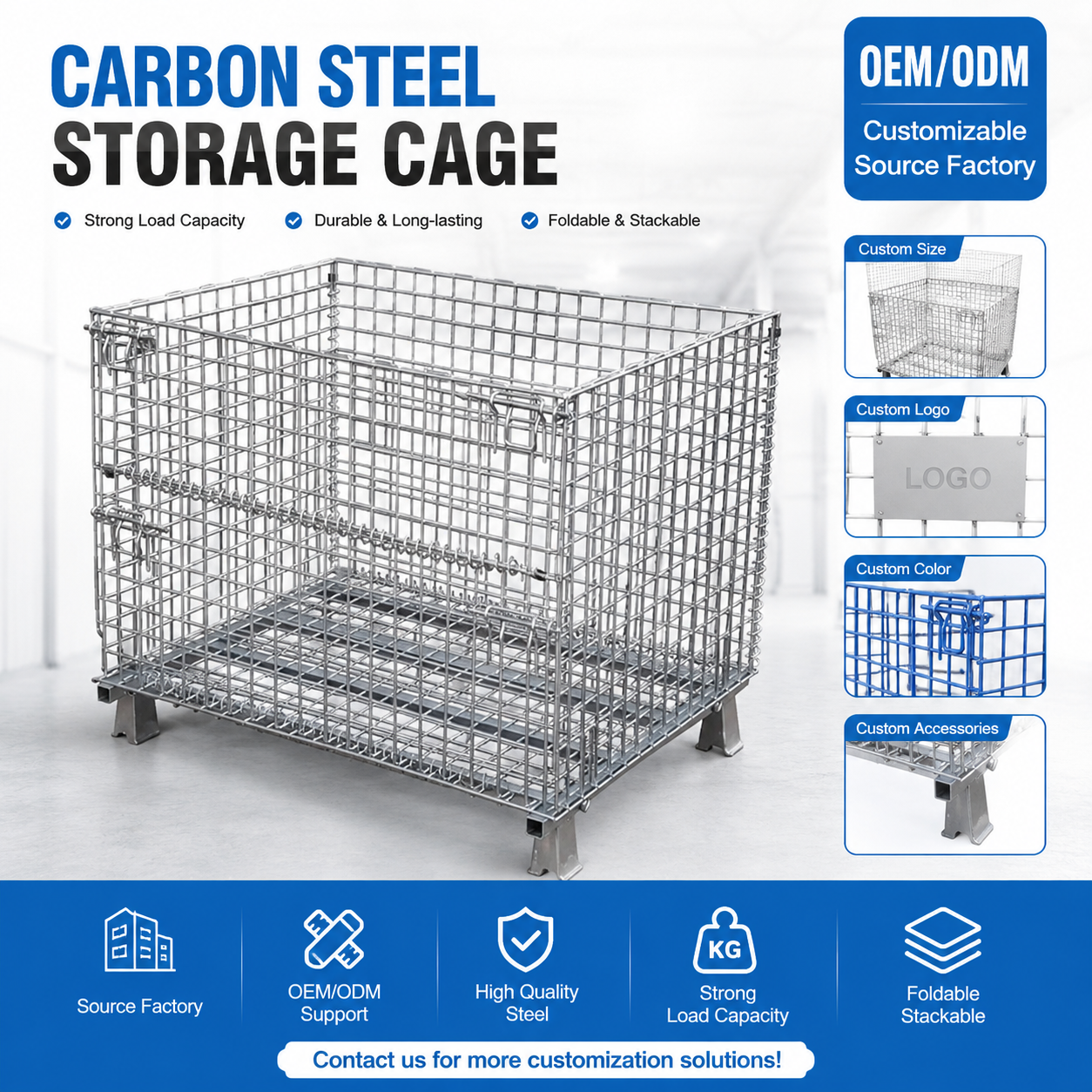Cargo Logistics Stackable Folding Metal Storage Cage Roll Container 1200*800mm Wire Mesh Containers with Wheels