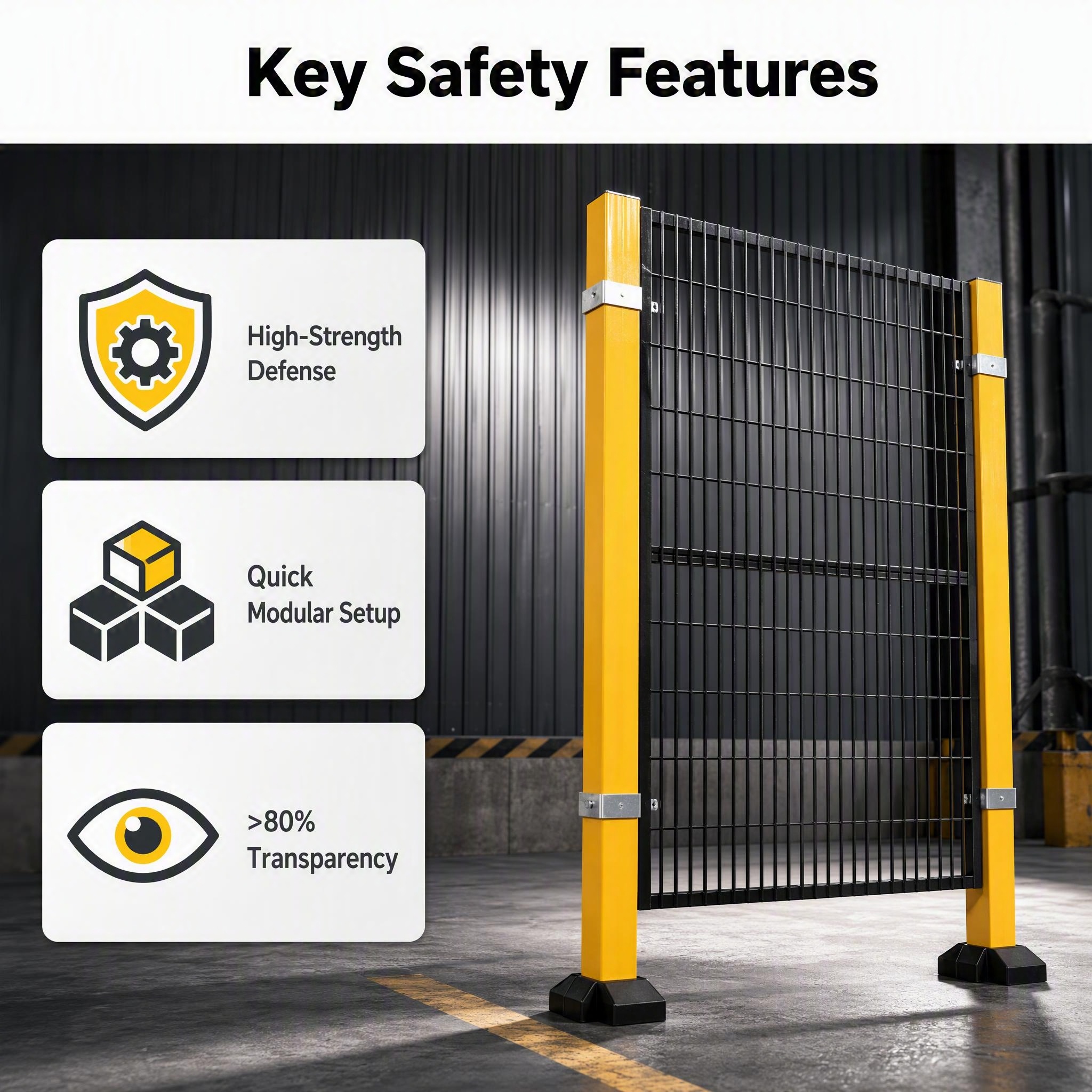 Production Line Isolation Safety Fence, Metal Protective Barrier for Factory Workshop, CE Certified, OEM Available
