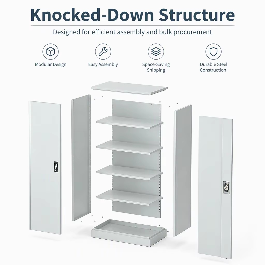 Luoyang Manufacture Durable Steel Storage Cabinet Metal Filling Cabinet Iron 2 Door Metal Cupboard With 4 Adjustable Shelves