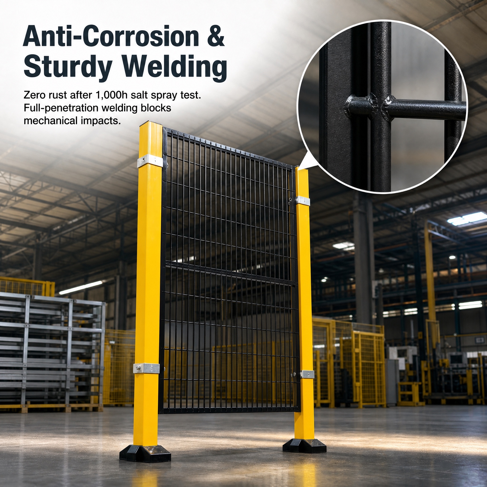 Production Line Isolation Safety Fence, Metal Protective Barrier for Factory Workshop, CE Certified, OEM Available