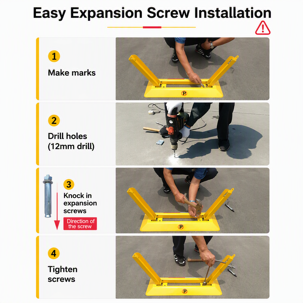 Portable Folding Vehicle Security Barrier Offers Safety & Protection for No Parking Spaces or Lots
