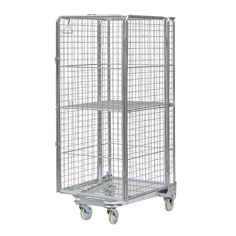 500kg Loading Capacity Supermarket Storage Rolling Cage Laundry Room Turnover Roll Container Collapsible Roll Trolley Cage