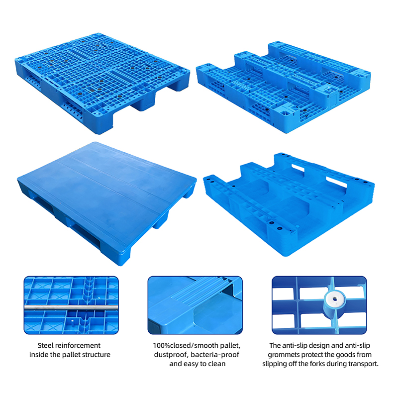 1200*1000Mm 3 Runners Plastic Pallet Flat Top Surface Hdpe Hygienic Plastic Pallets for Sale