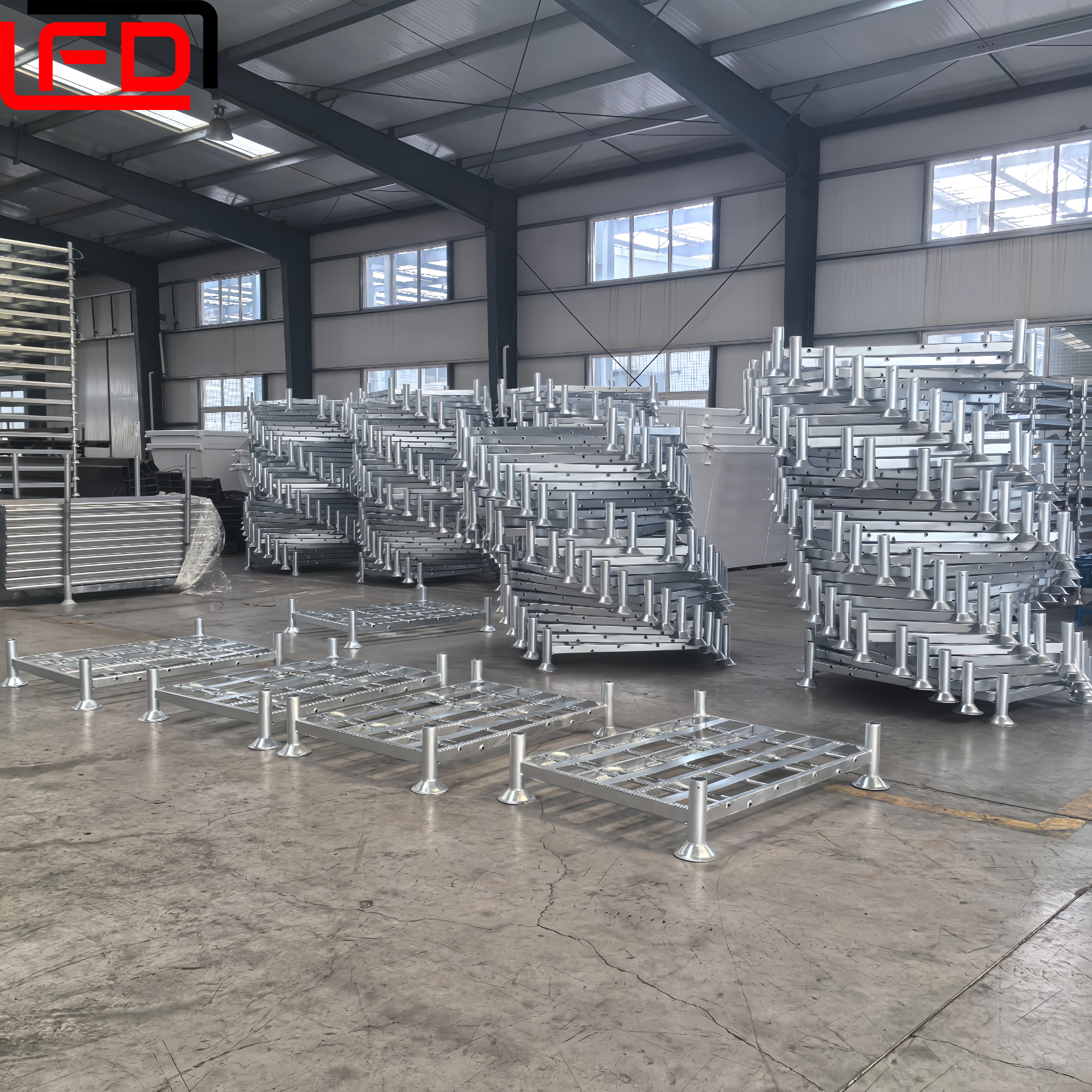 Dip Galvanized Industrial Storage Logistic Equipment Pallet Rack Warehouse Stackable Post Pallet Metal Pallet