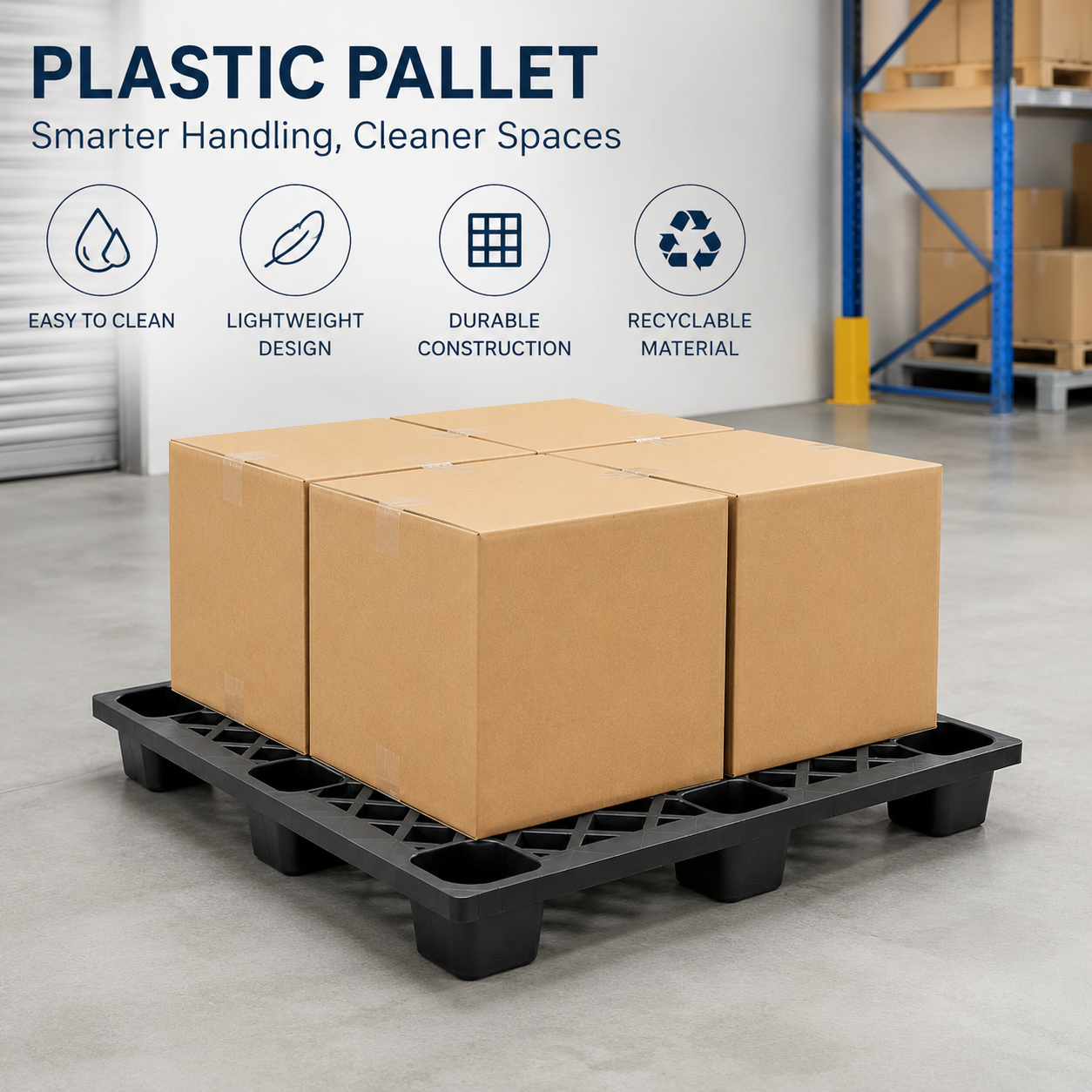 HUADING High Density Grid Plastic Pallet 4-Way Nestable Light Duty Export Shipping Eco-Friendly Anti slip Plastic Pallets