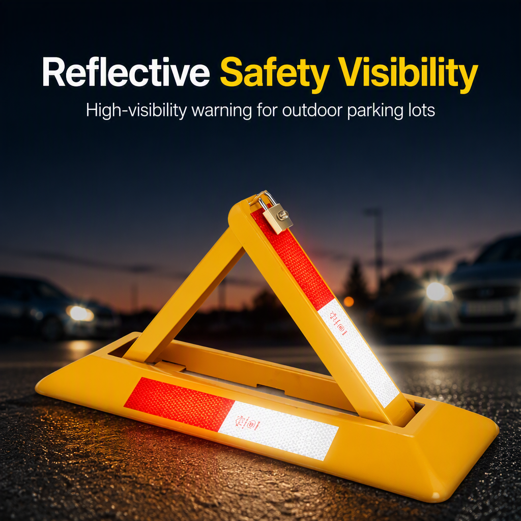 Portable Folding Vehicle Security Barrier Offers Safety & Protection for No Parking Spaces or Lots
