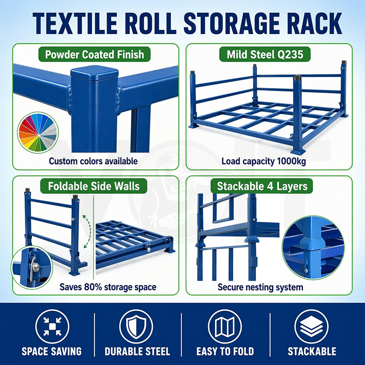 Stackable Welded Steel Metal Space Saving Storage Logistics Custom Industrial Collapsible Pallet