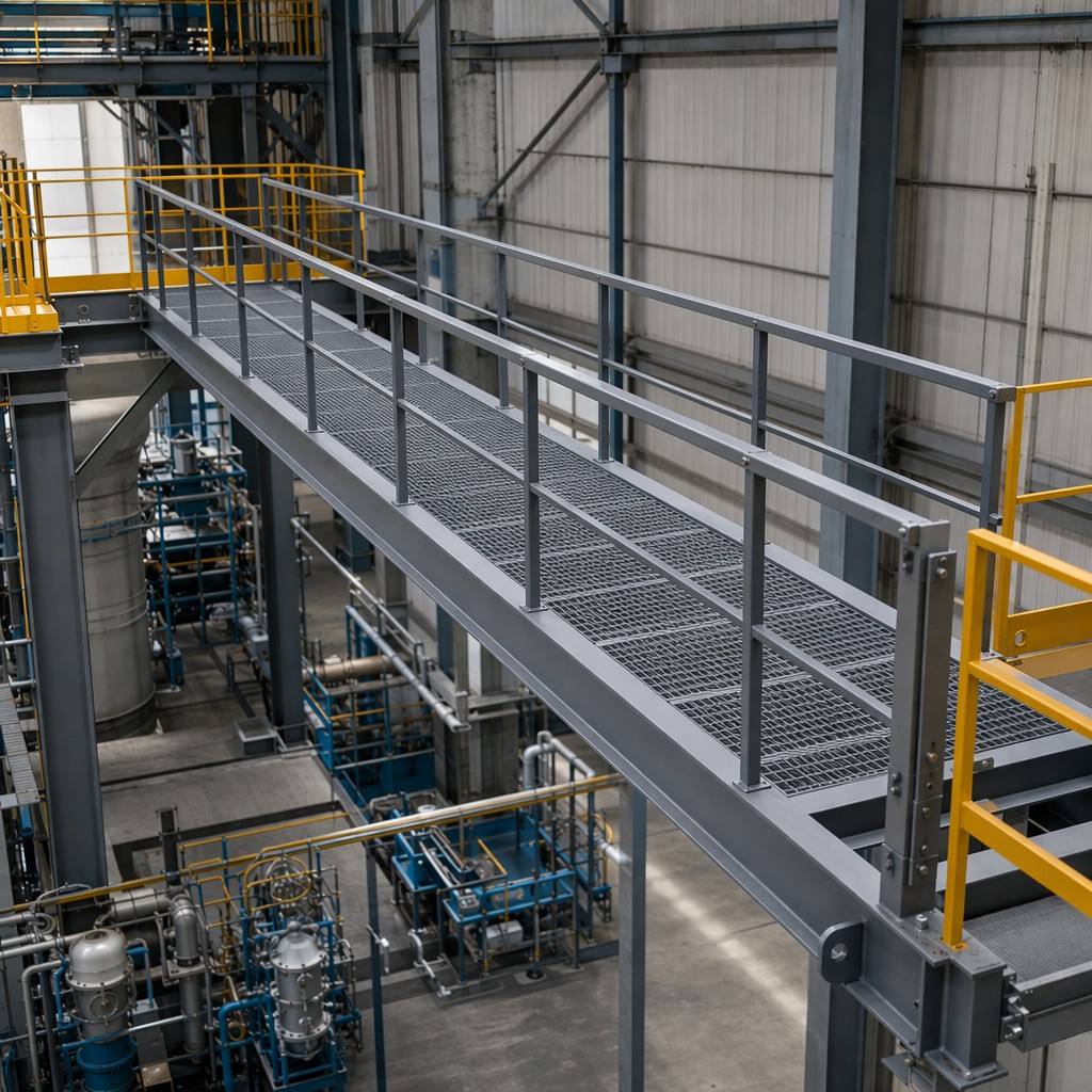 Custom OEM Grating Platform Panel | Precision Steel Welded Structure For Factory Mezzanine Access