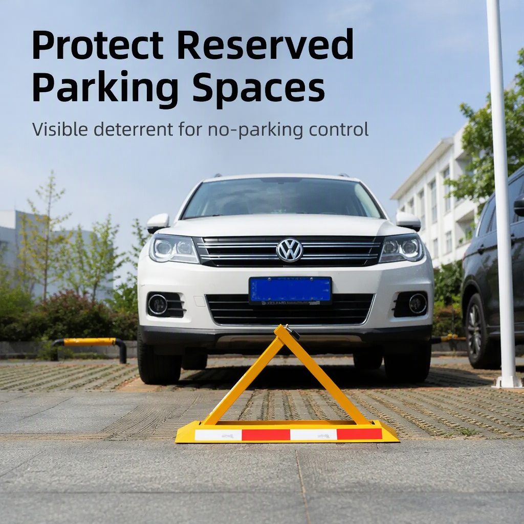 Portable Folding Vehicle Security Barrier Offers Safety & Protection for No Parking Spaces or Lots