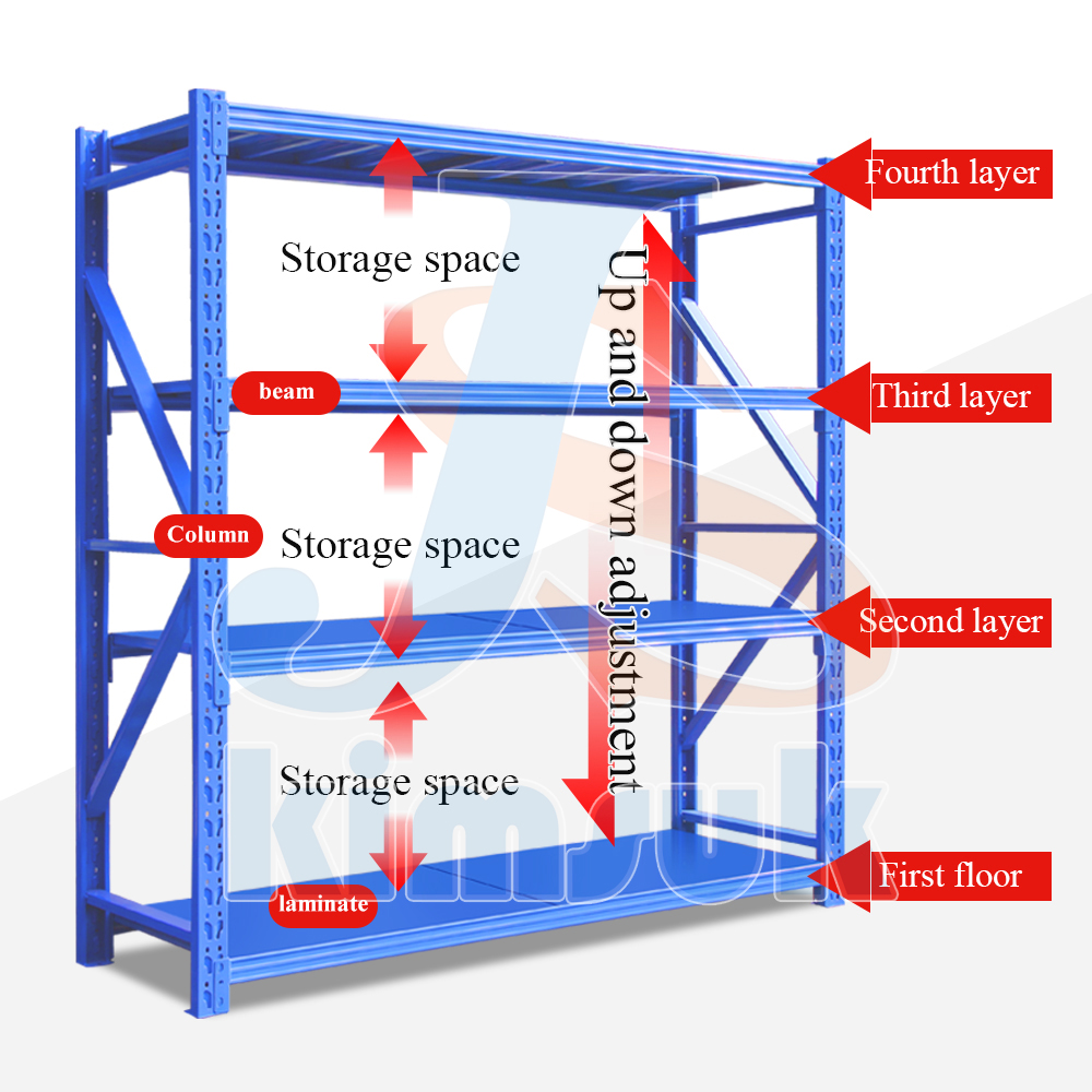 Kimsuk 5 Layers 100-500KG Load Warehouse Rack Wire Storage Shelf Goods Steel Rack &amp; Shelving Etagere De Rangement