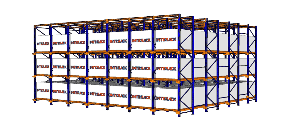 Heavy duty pallet gravity flow racking system diagram