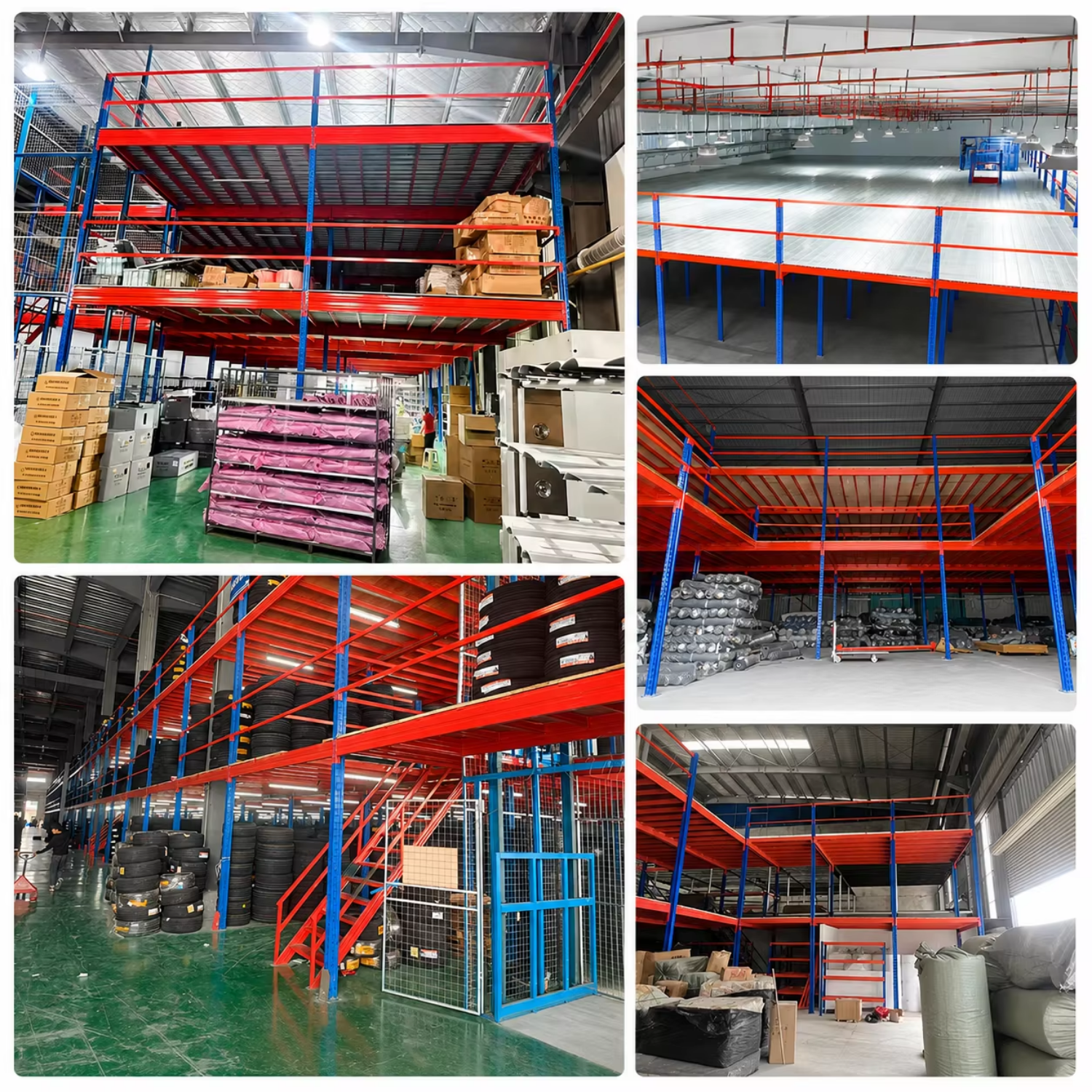 Industrial Steel Platform Mezzanine Floor with Stairs and Handrails for Warehouse Applications
