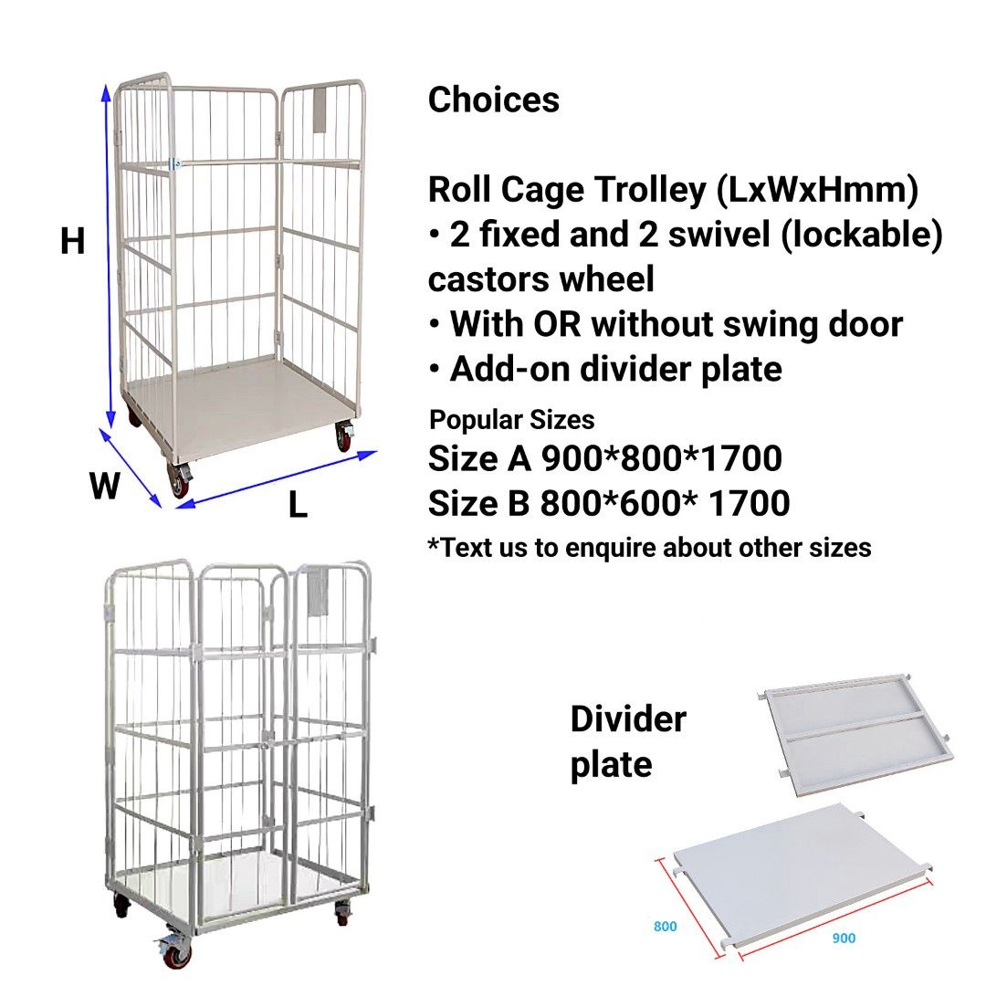 Roll Containers Available in Various Sizes, Designs and Demountable of Nestable Models. Order Picking, Storage