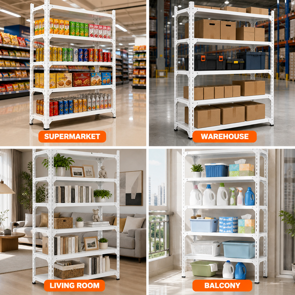 5 Tier Storage Rack Adjustable Metal Shelving Unit Boltless Heavy Duty Shelf Triangle Plate Reinforcement for Warehouse Home