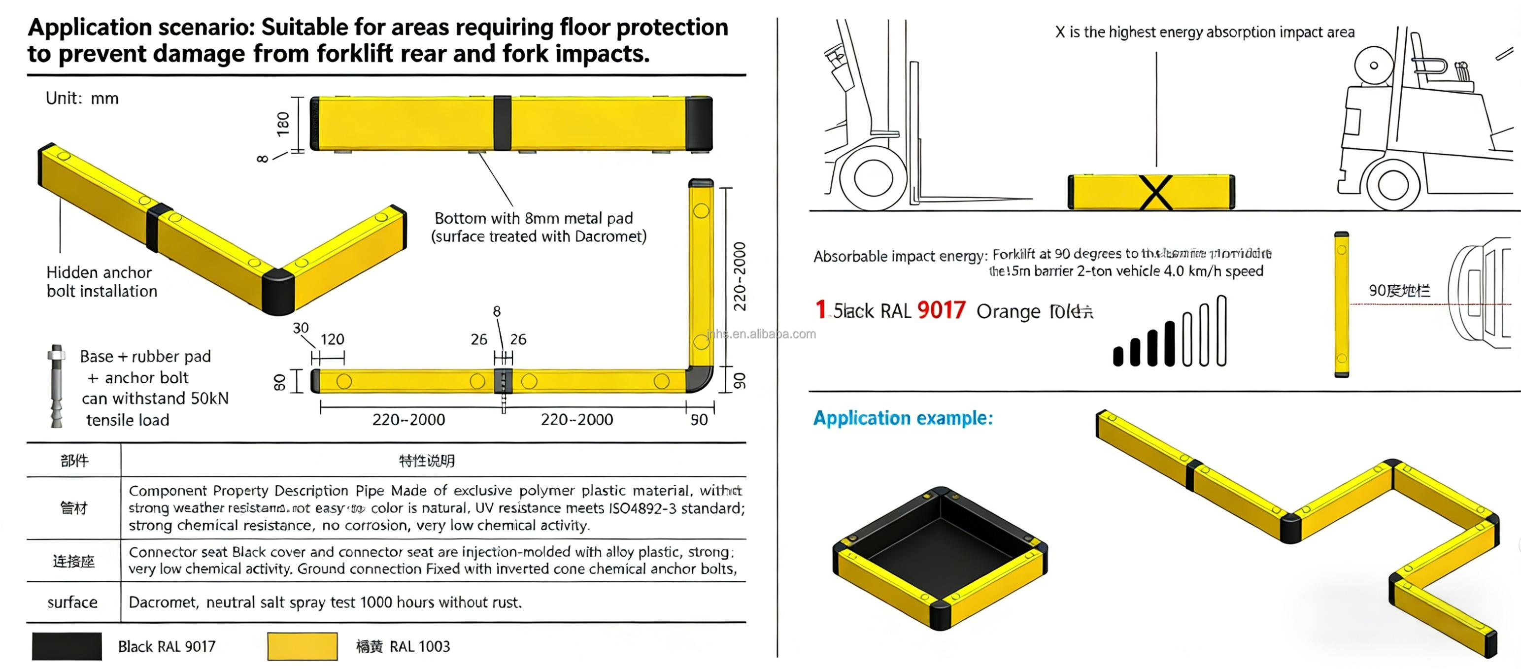 Flexible HDPE Column Protector Forklift Impact Safety Barrier for Warehouse